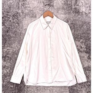 Argent Shirt 10 Womens White Viscose Twill Collared Button Down Top